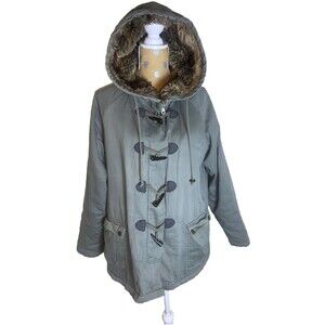 Delia’s Y2K VTG Sherpa Lined Faux Fur Hood Coat Bella Swan Granola Cabin 00s L